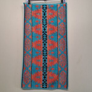 Vintage Ralph Lauren Aztec Hand Towel 16x30 Southwestern Blue Coral Orange